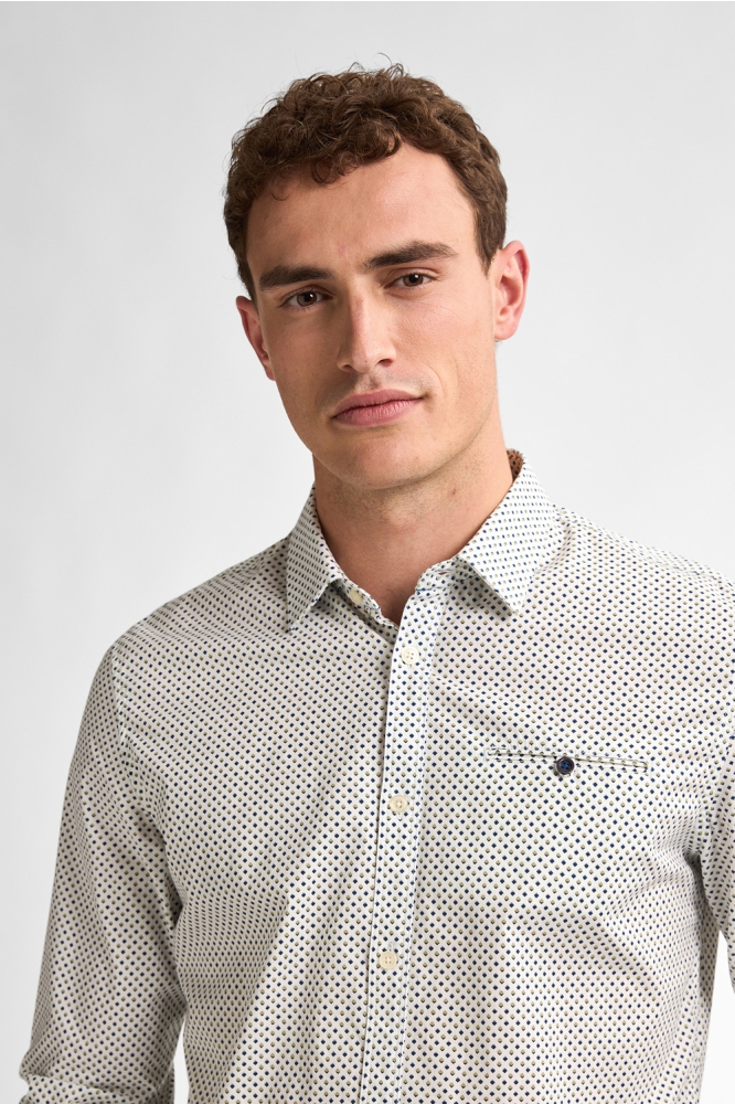 ALLOVER PRINT SHIRT MARINAFRONT M 1050 SIL405 0006 Chalk White